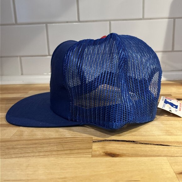 VTG Chicago Cubs Logo Snapback Trucker Hat Blue Baseball MLB Twins - Picture 3 of 9